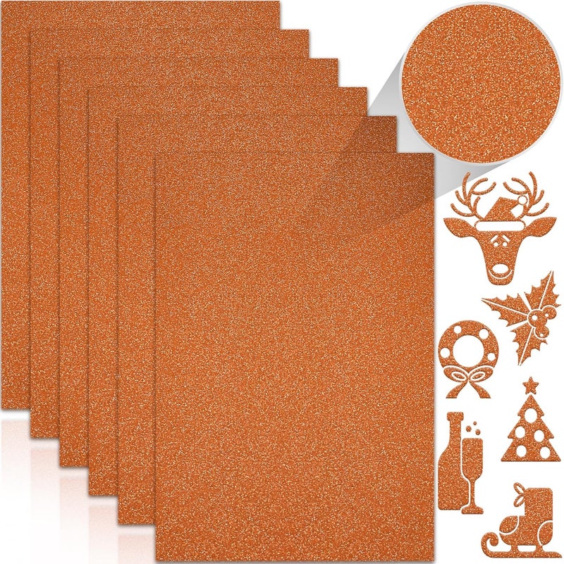 Twavang 24 Sheets Orange Glitter Cardstock Paper, A4 Premium Sparkly Paper for Scrapbook, DIY Projects, Party Decoration, Gift Box Wrapping 250GSM/92lb - Image 1
